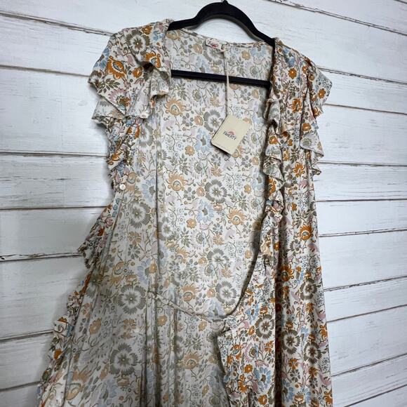 Faherty Carmen Floral Midi Wrap Dress Size Large - Picture 11 of 12